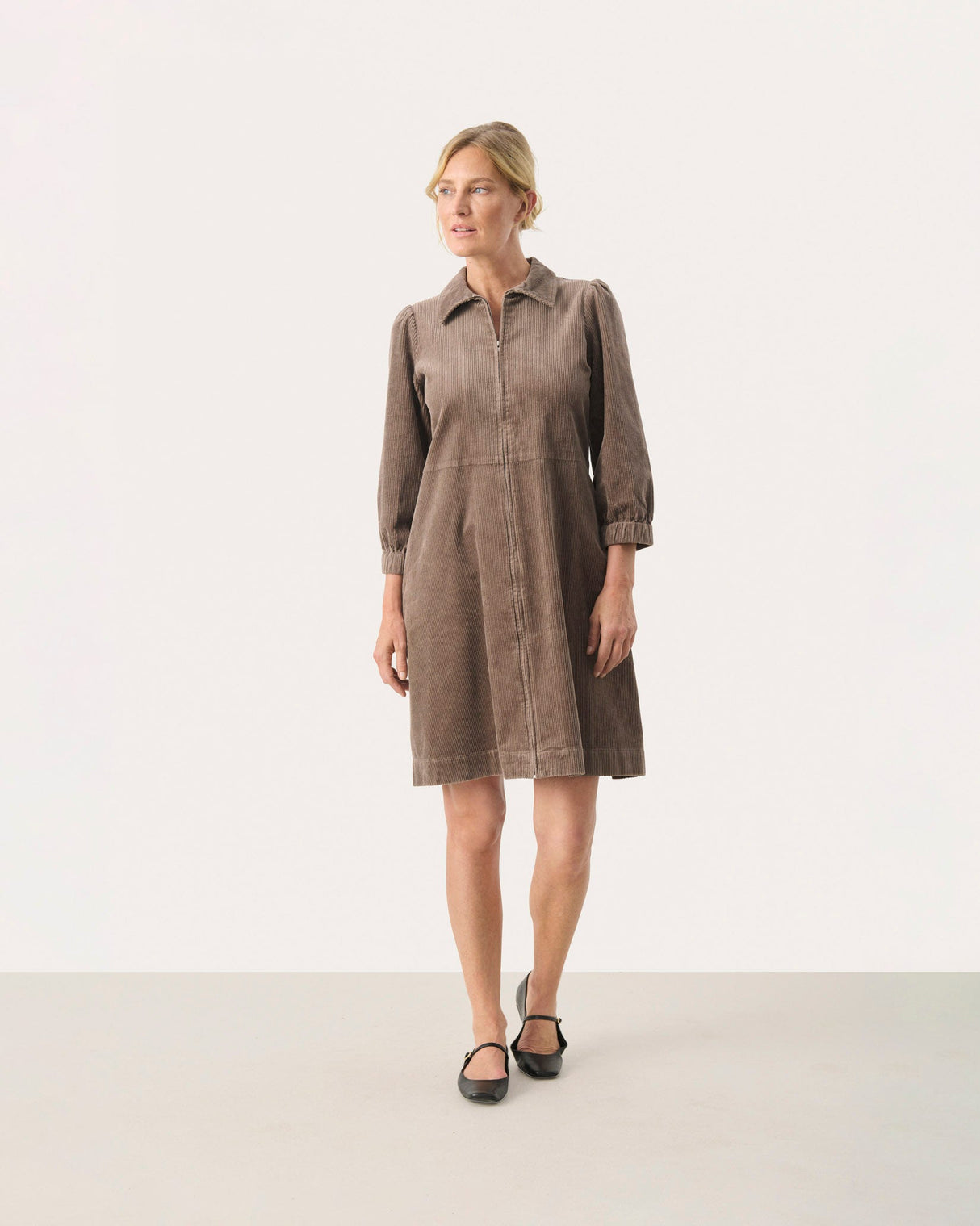 Walnut Brown Eyorvs Textured Dress