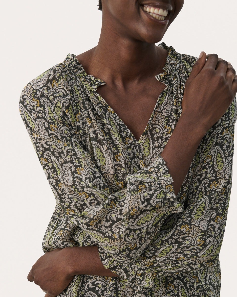 Rosin Paisley Print Elsia Sheer Blouse