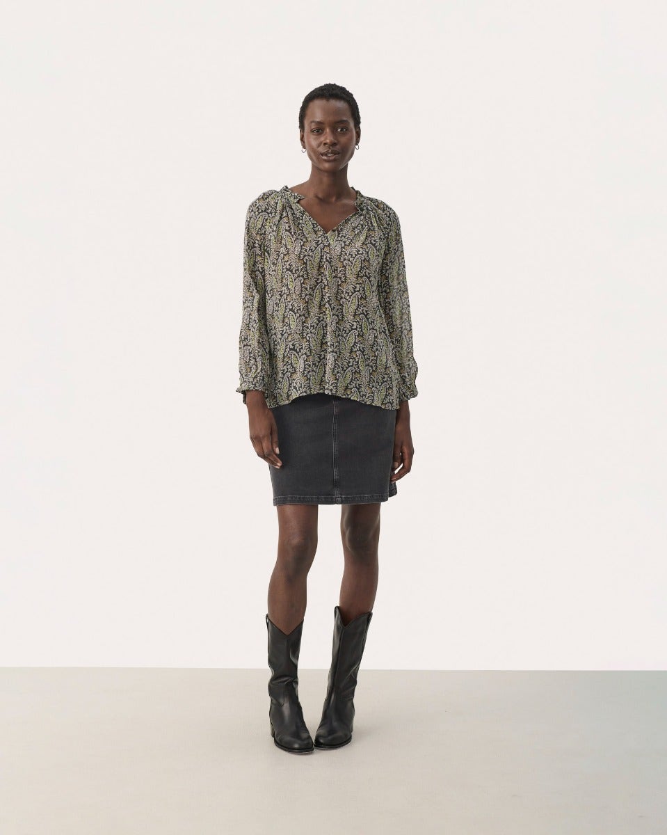 Rosin Paisley Print Elsia Sheer Blouse