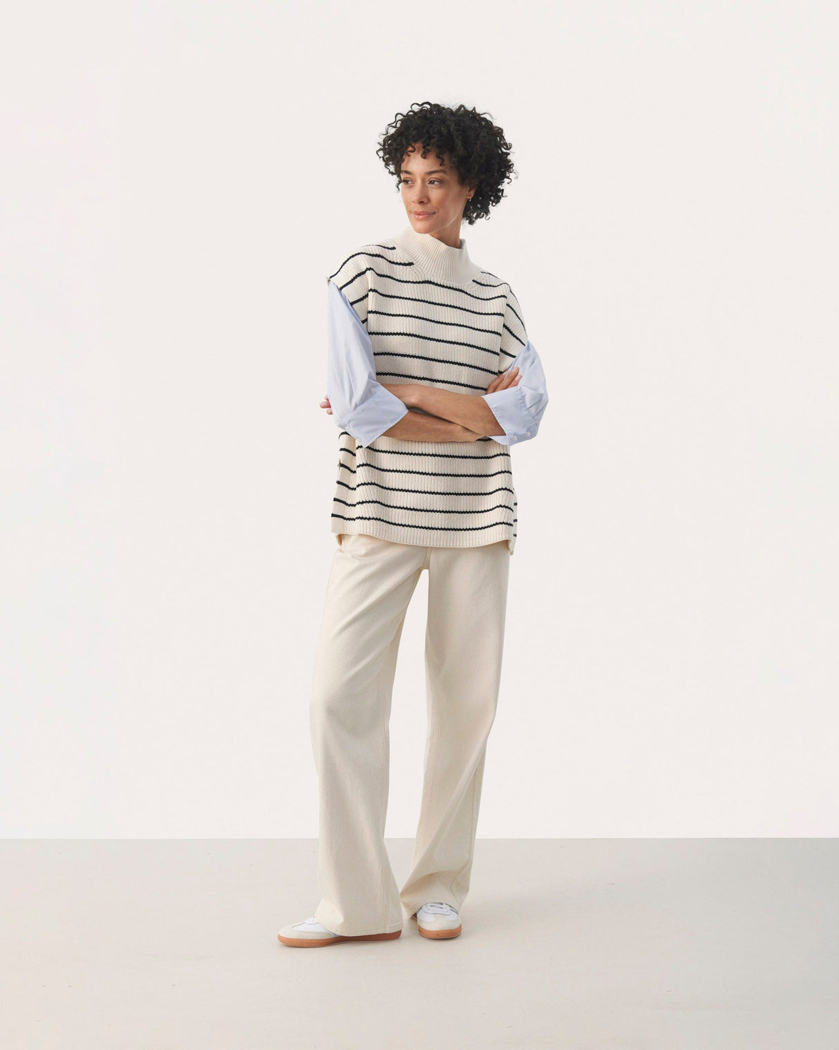 Dark Navy Stripe Eisley Cotton Sleeveless Pullover