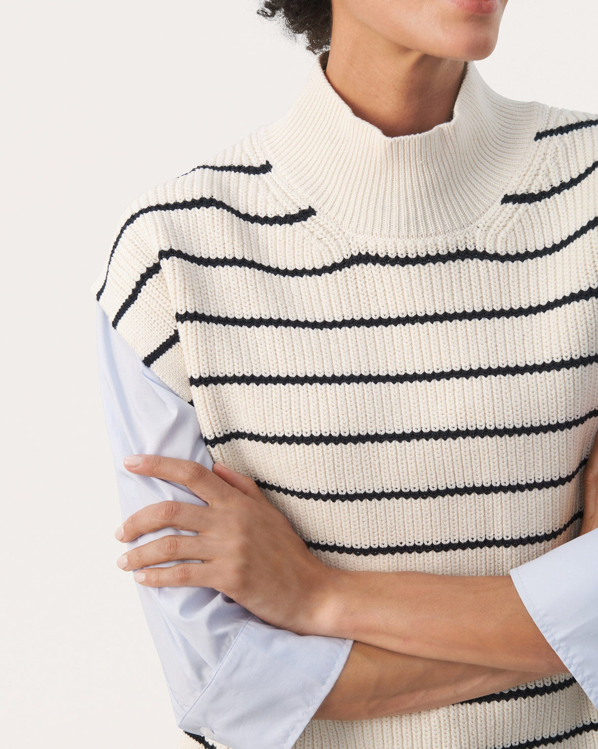 Dark Navy Stripe Eisley Cotton Sleeveless Pullover