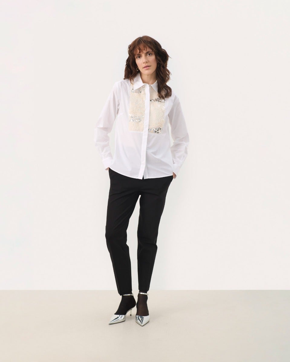 Bright White Maye Sequin Detail Shirt