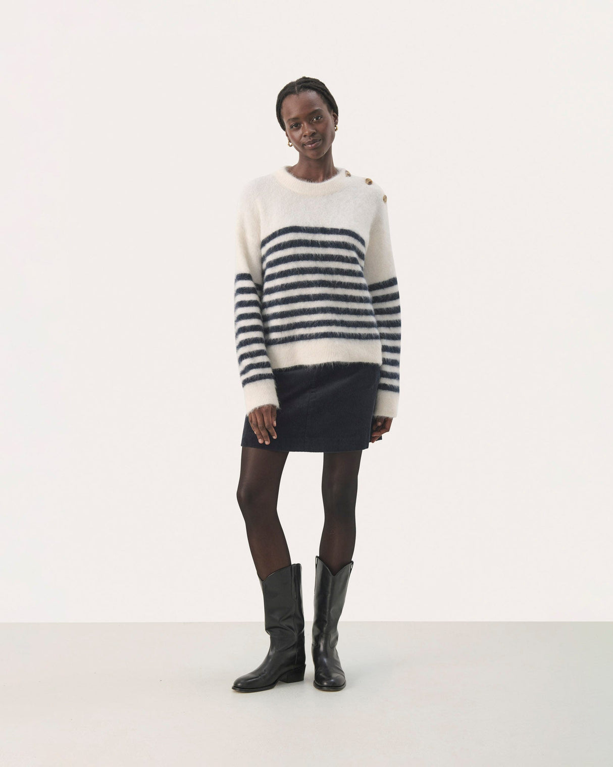 Dark Navy & Cream Stripe Pialil Jumper