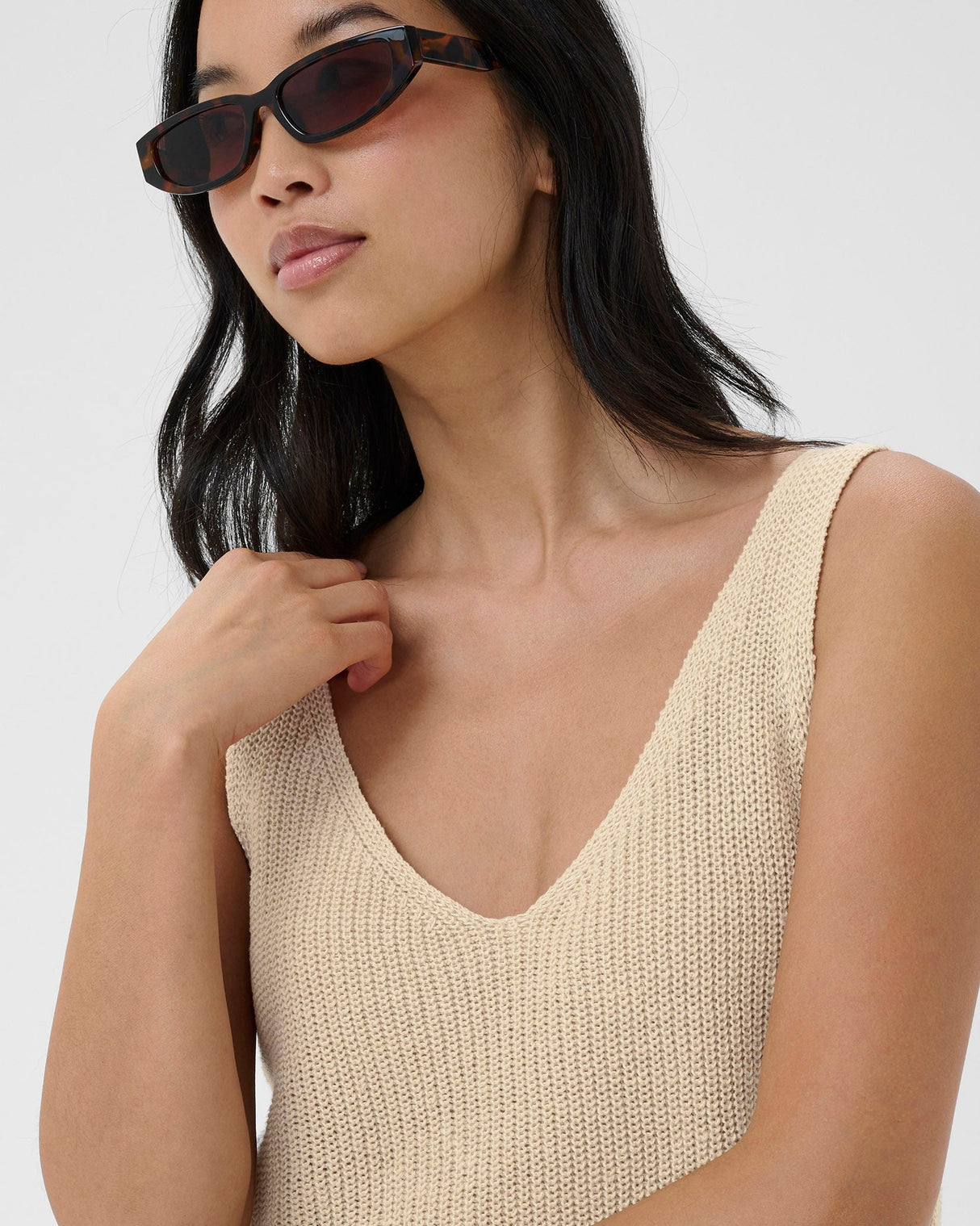 French Oak Rebecca Linen Blend Knit Vest Top