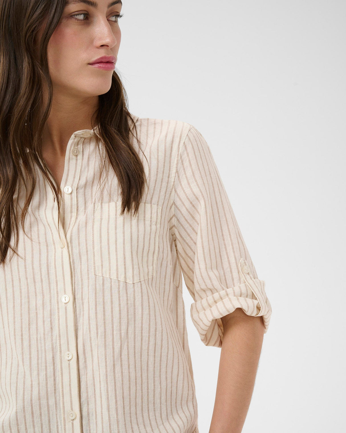 Neutral Stripe Cindie Linen Blend Shirt