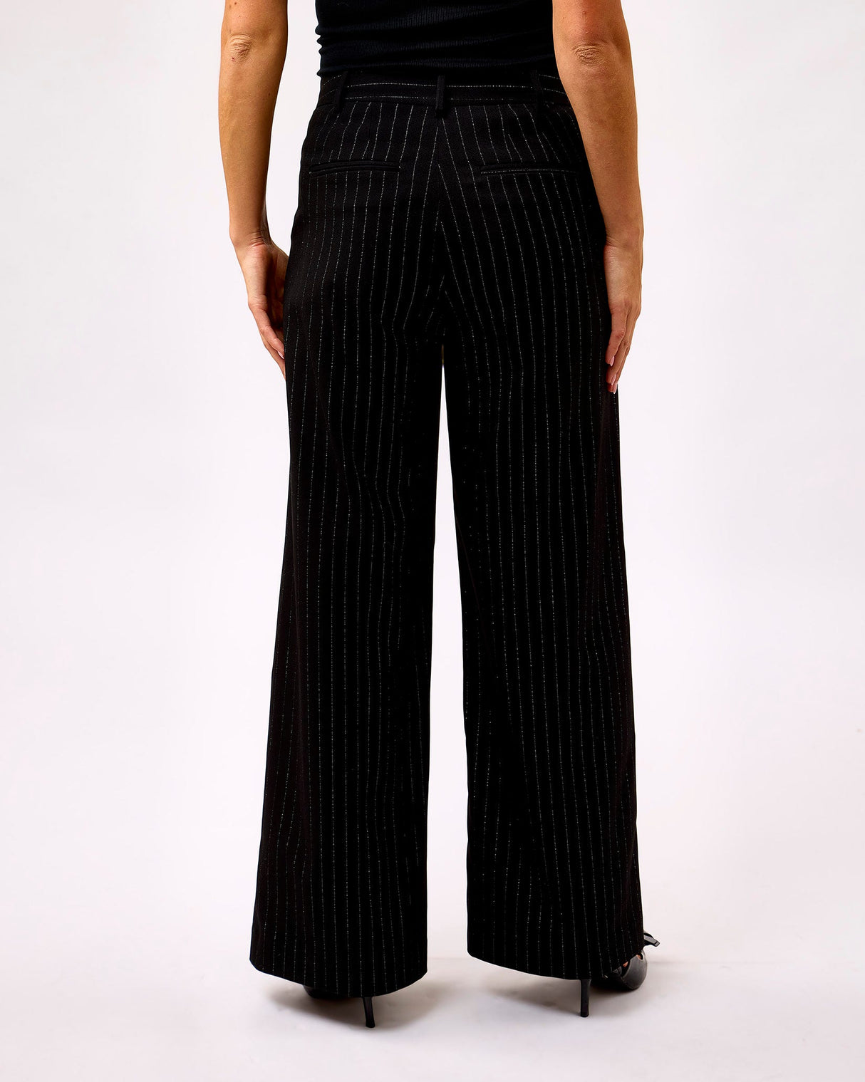 Black Metallic Stripe Vanilla Wide Leg Pants