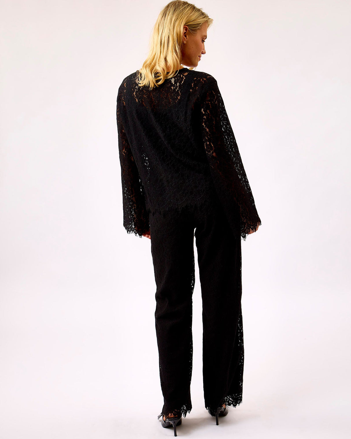 Black Viana Lace Trimmed Pants