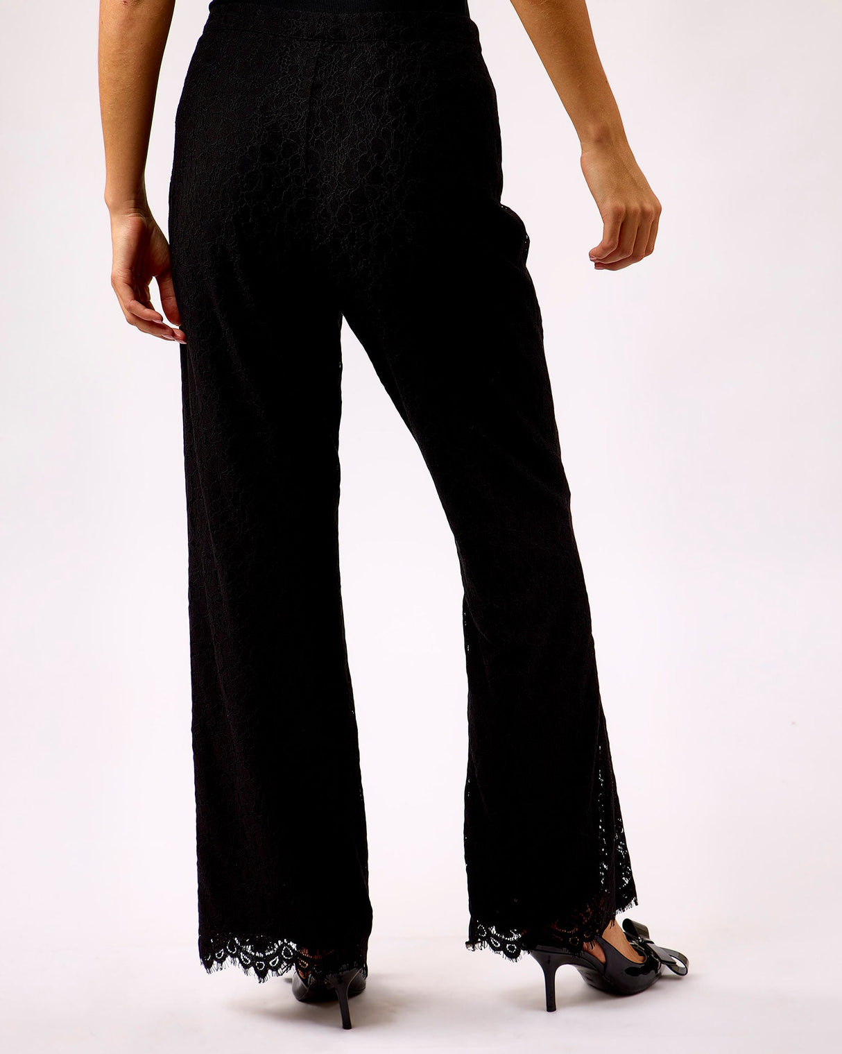 Black Viana Lace Trimmed Pants