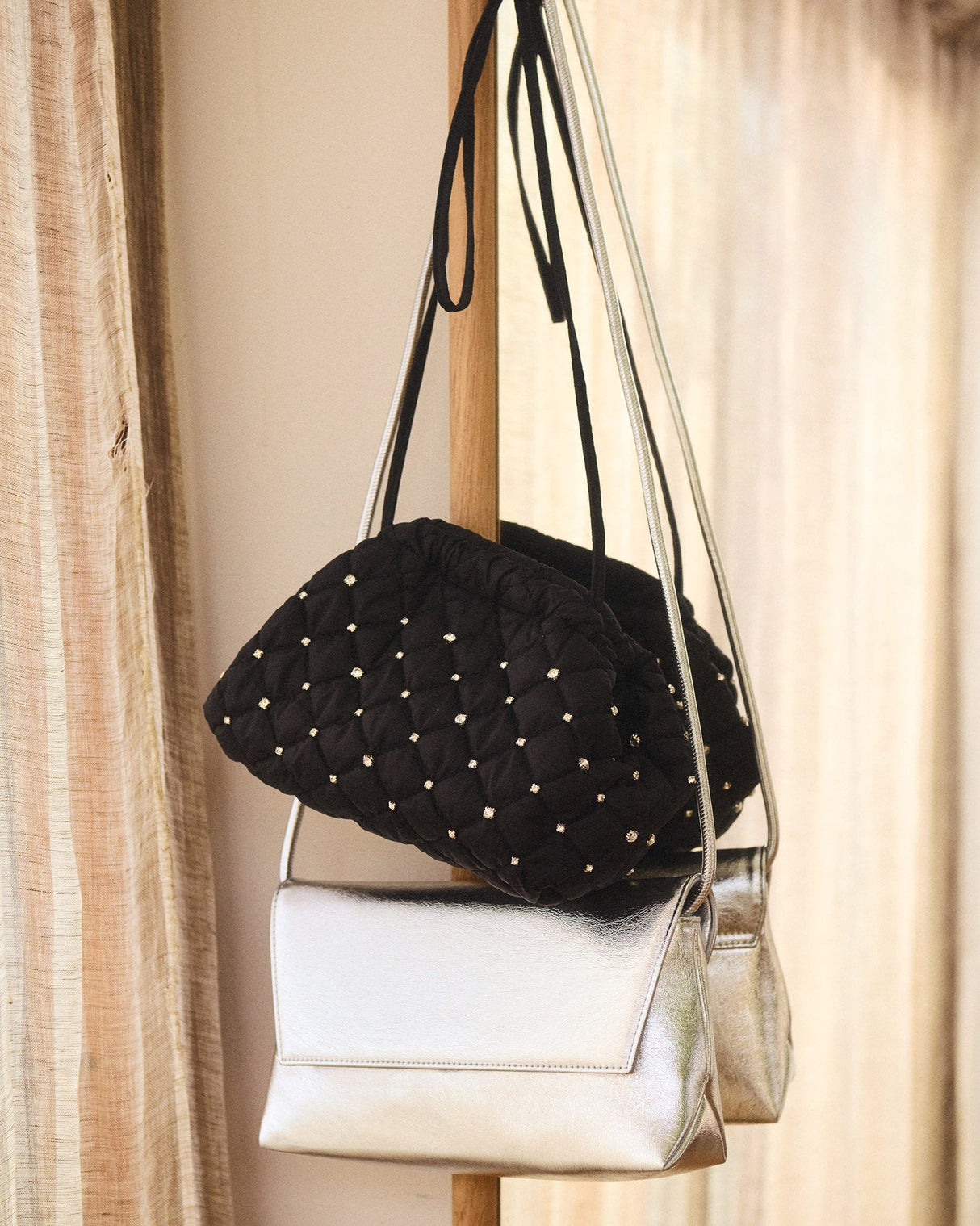 Silver Structured Vlora Cross Body Bag