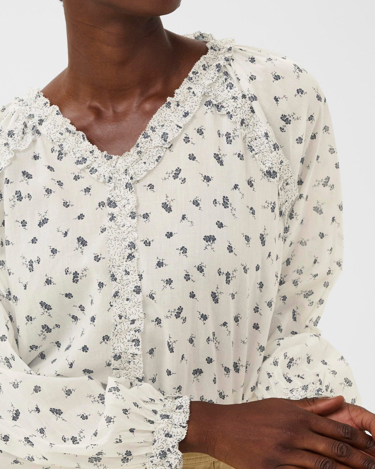 Whispering White Floral Zadie Blouse