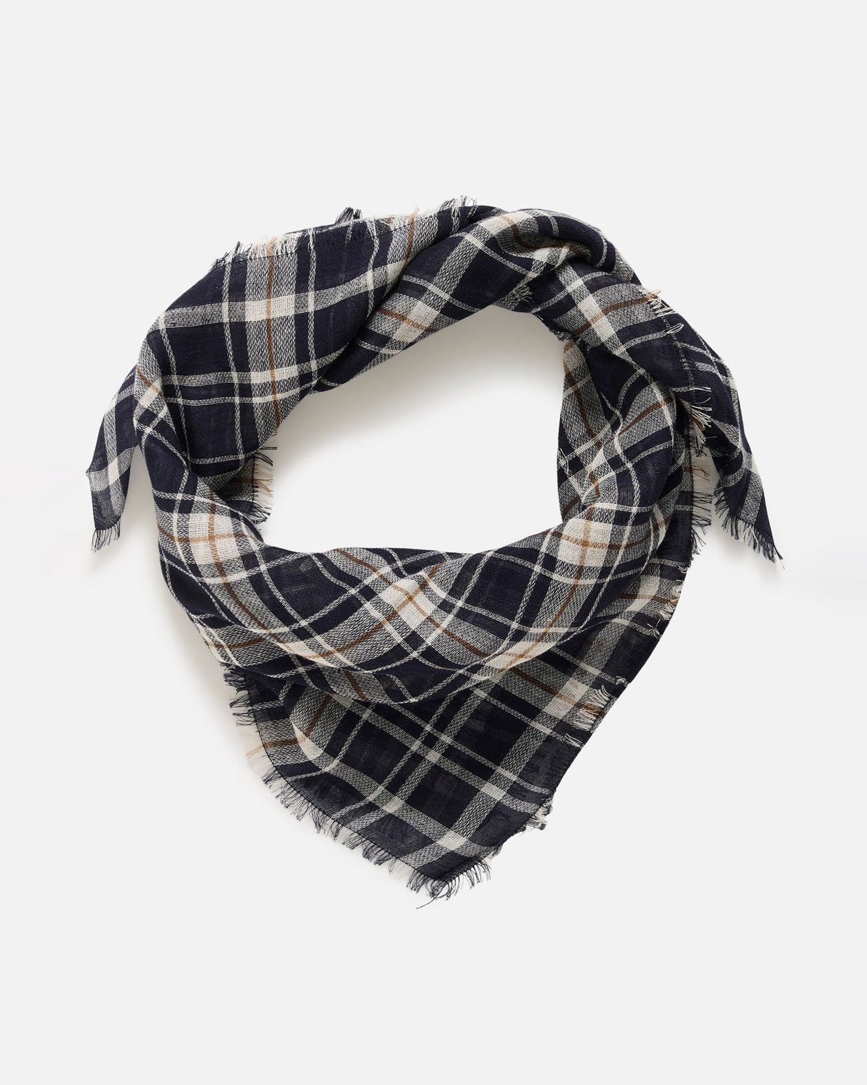 Dark Navy Check Blue Phia Scarf