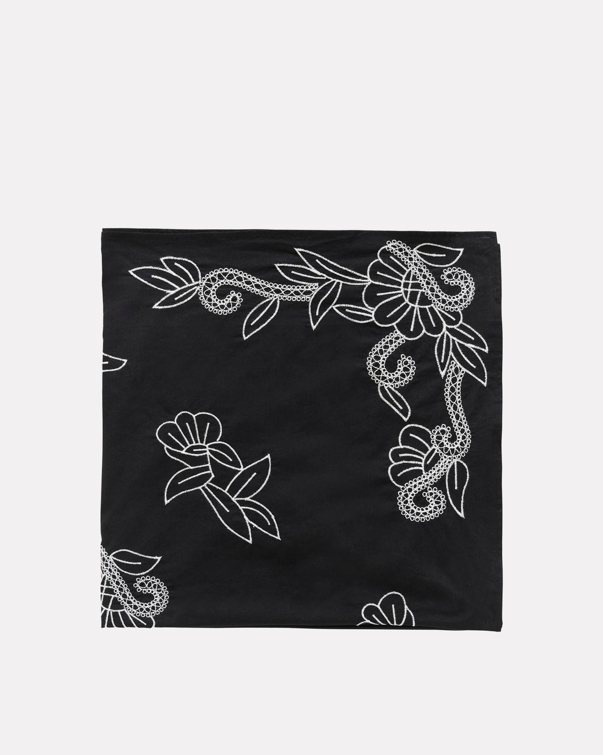 Black & Eggnog Phias Cotton Embroidered Scarf