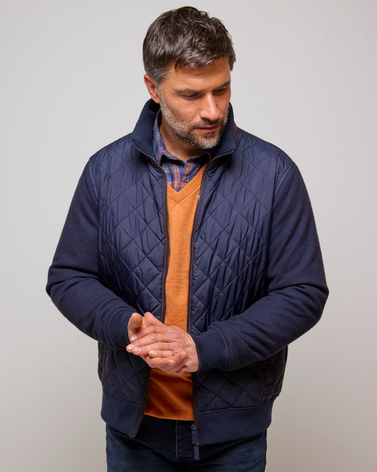 Navy Hybrid Quilted Jacket