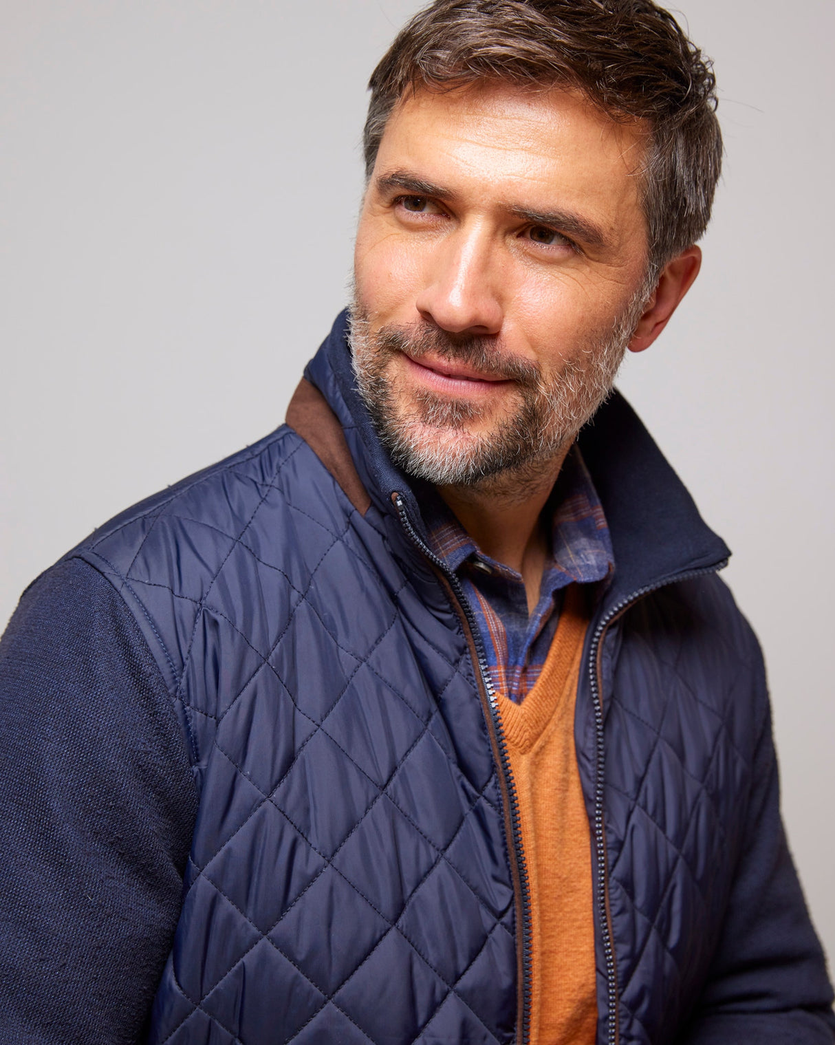 Navy Hybrid Quilted Jacket