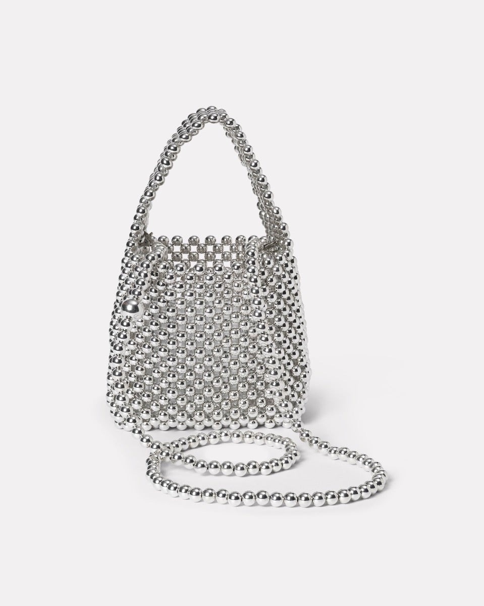 Silver Chrome Beaded Handbag