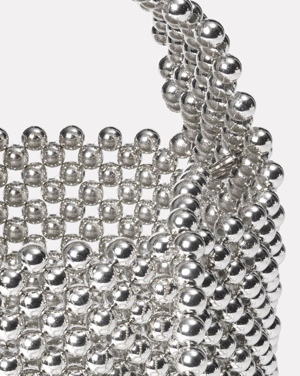 Silver Chrome Beaded Handbag