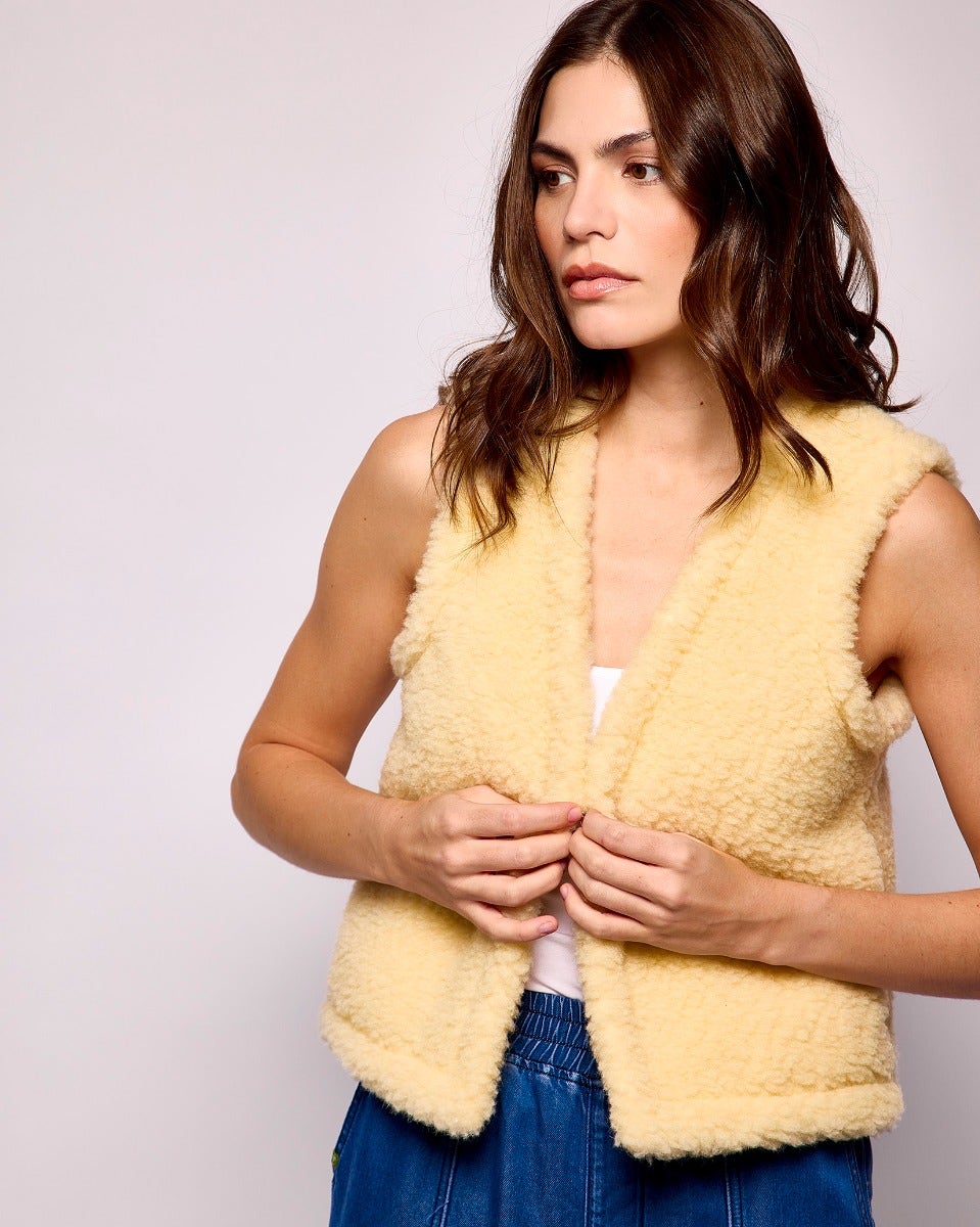 Natural Textured Sheep Wool Bolero Vest