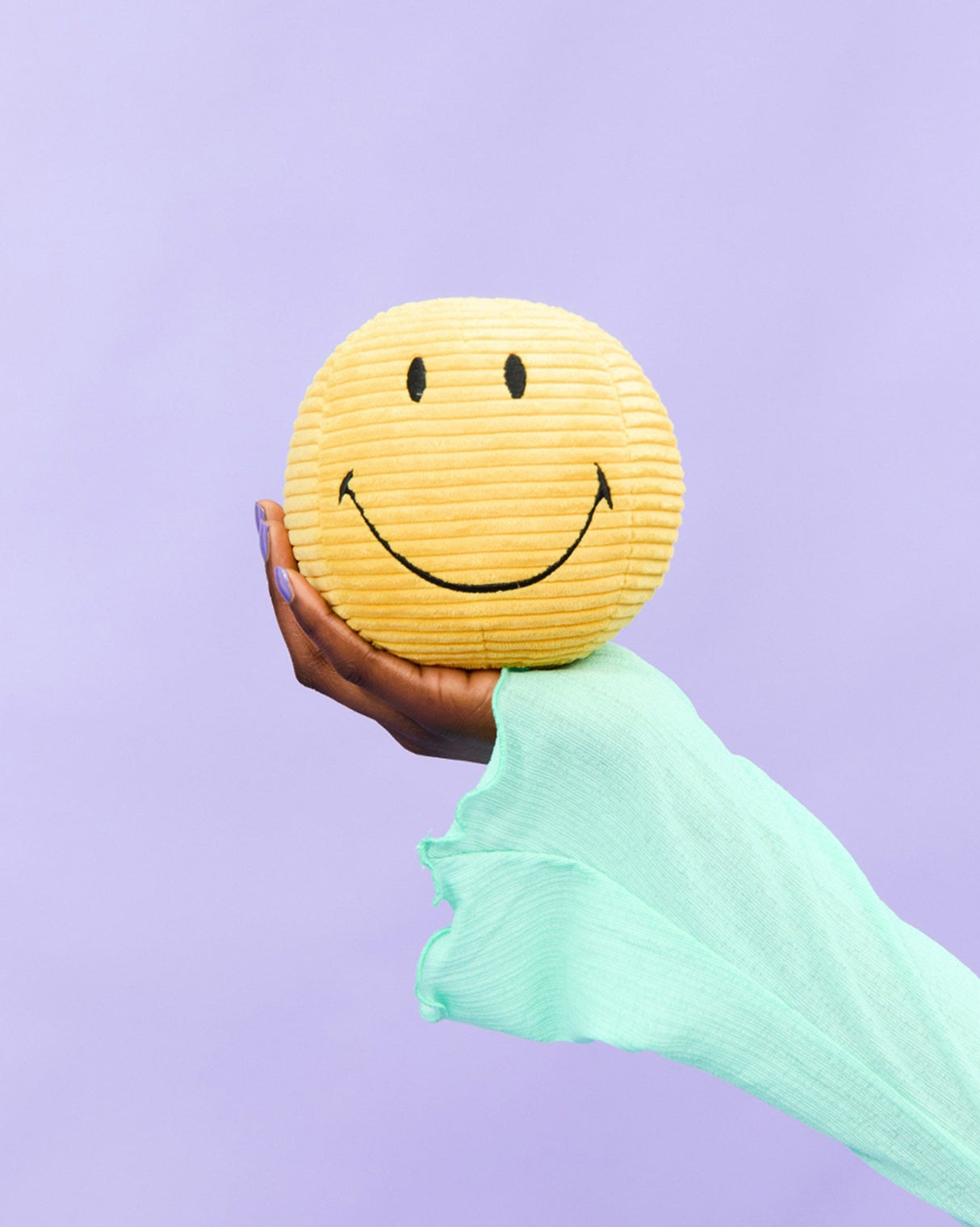 Yellow Smiley Corduroy Soft Toy