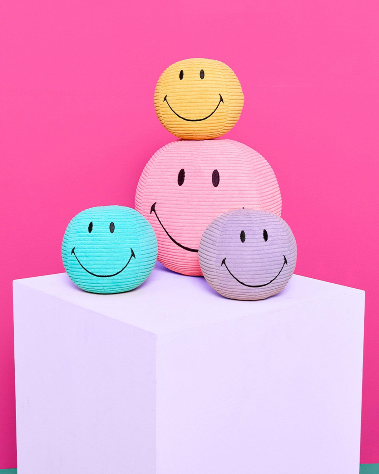 Yellow Smiley Corduroy Soft Toy