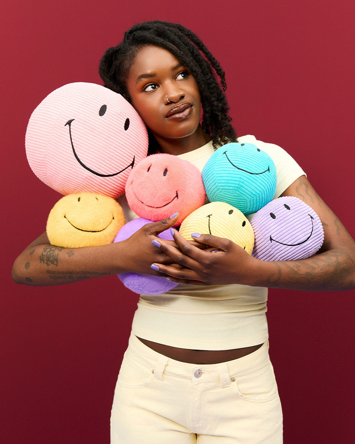Teal Smiley Corduroy Soft Toy
