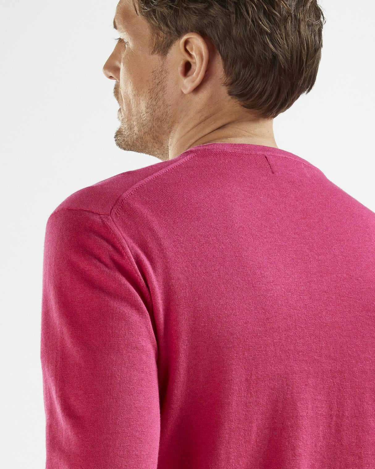 Crackle-Pink-Fine-Gauge-Cotton-V-Neck-Jumper