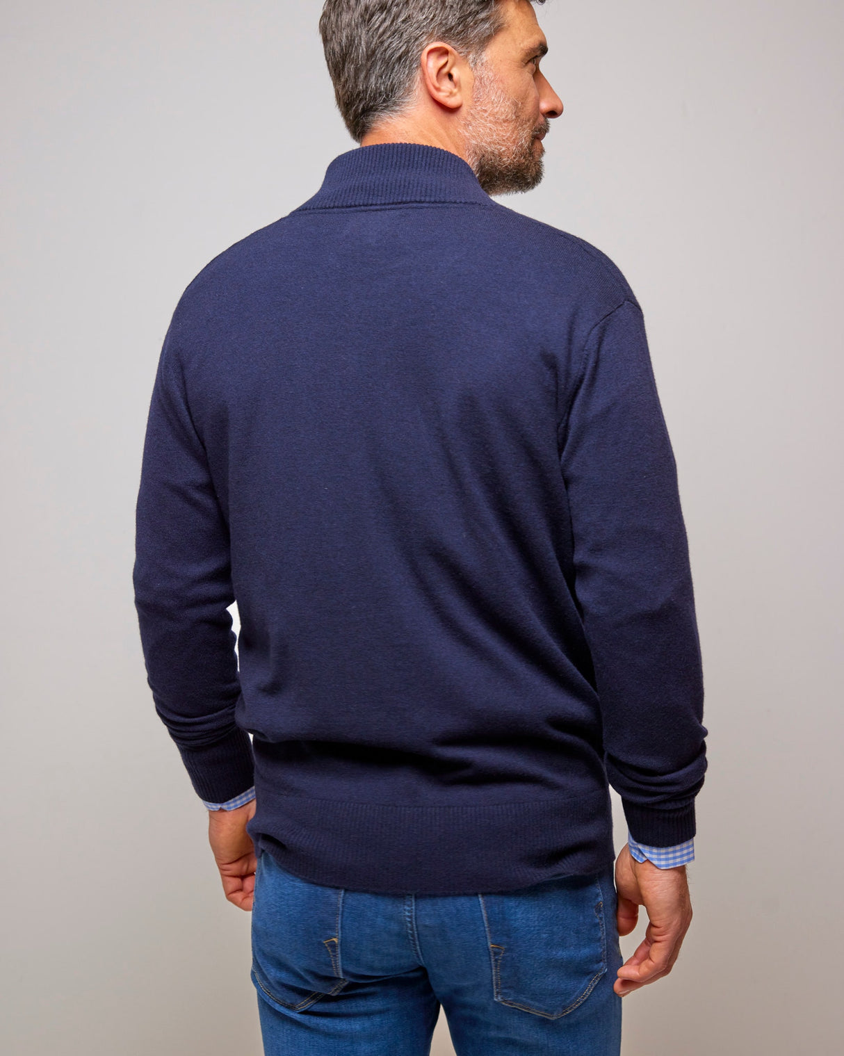 Navy Lambswool Knit Cardigan