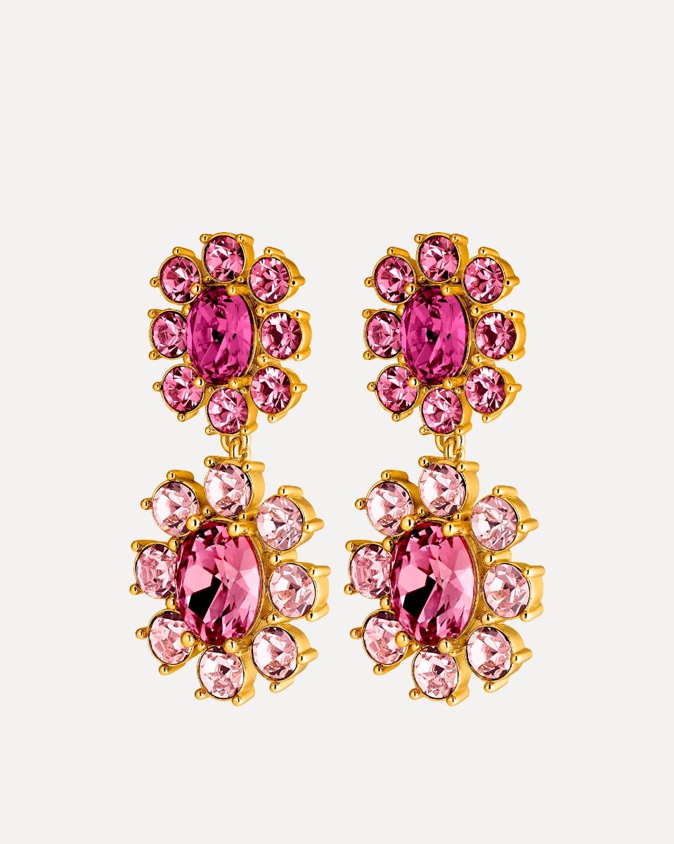 Lina Rose & Pink Crystal Chandelier Earrings
