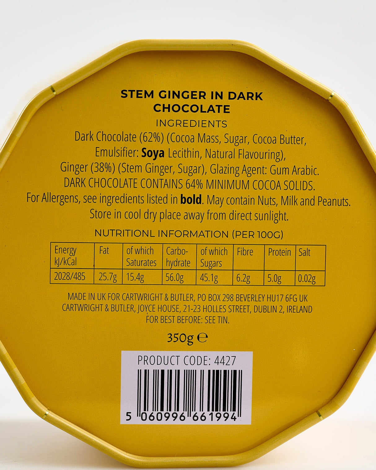 C&B Stem Ginger in Dark Chocolate Tin