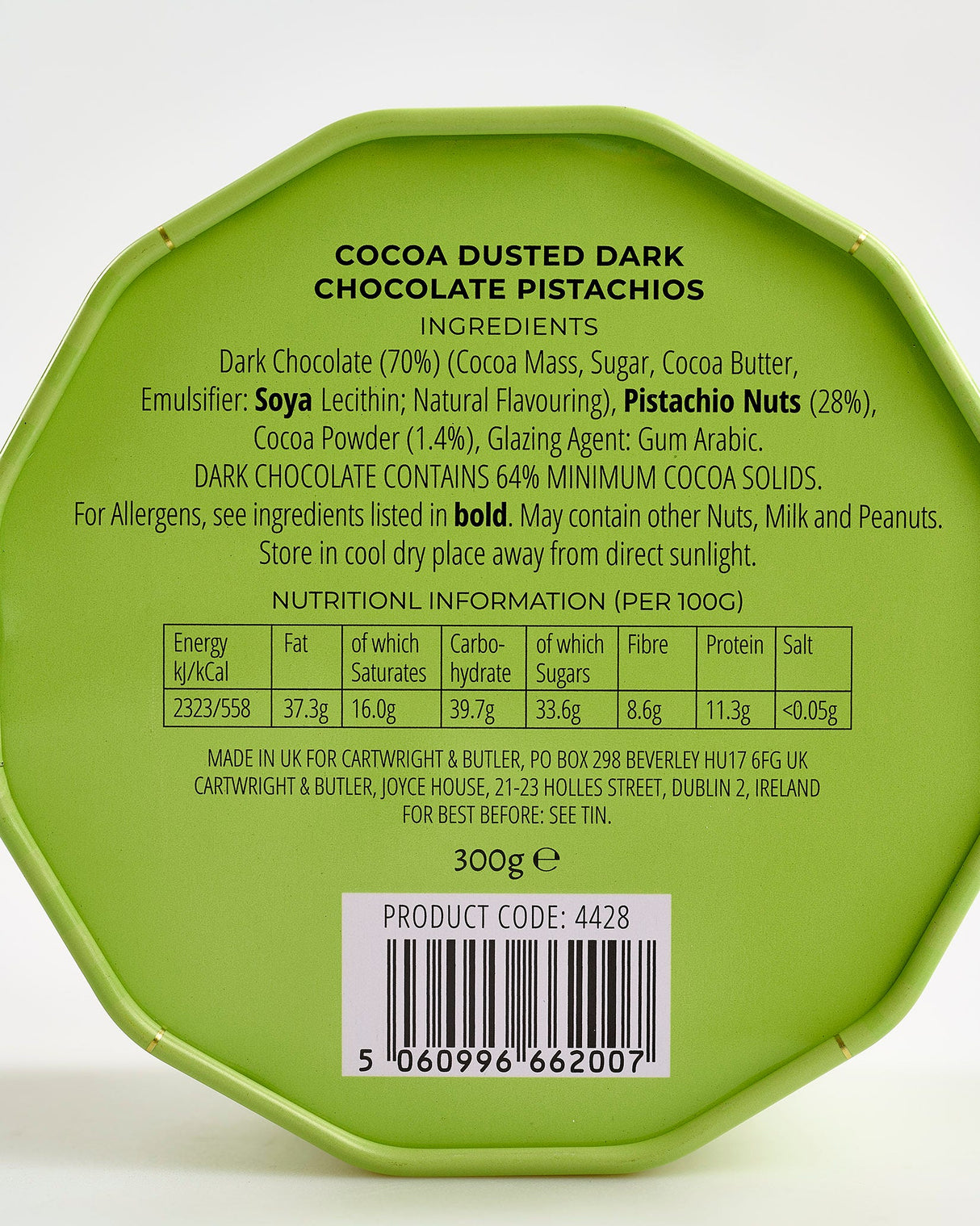 C&B Dark Chocolate Pistachios Tin