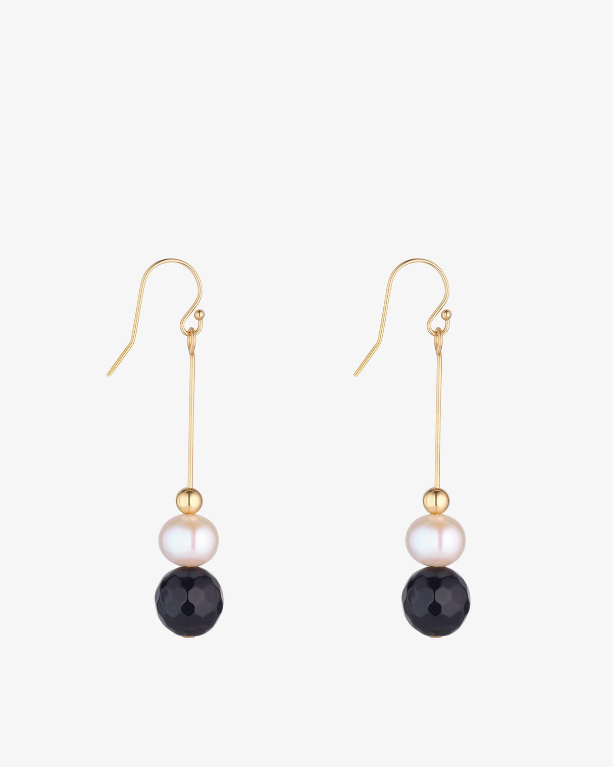 Gold-Filled-Pearl-Black-Agate-Pin-Earrings