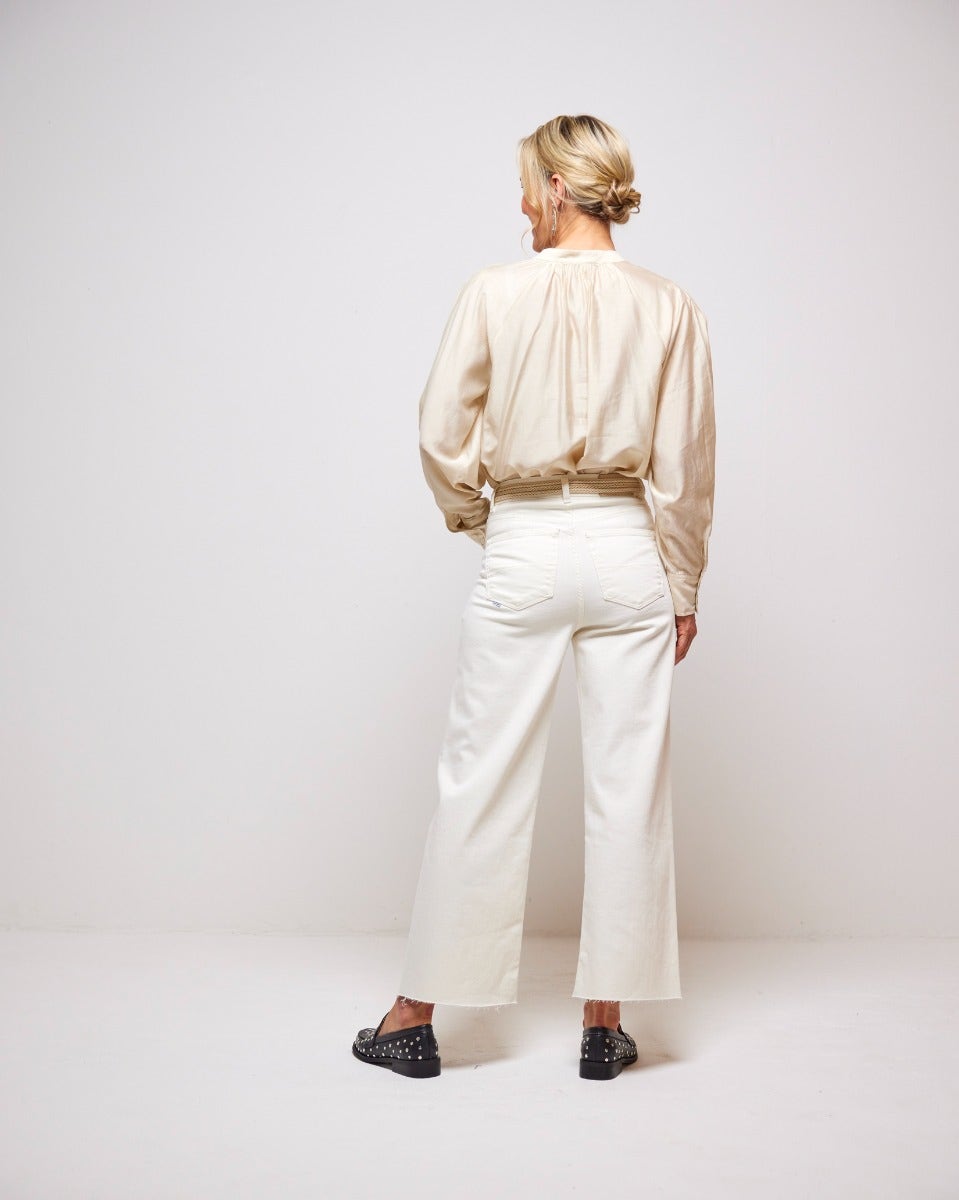 Summer Sand Vee Keyhole Tie Blouse