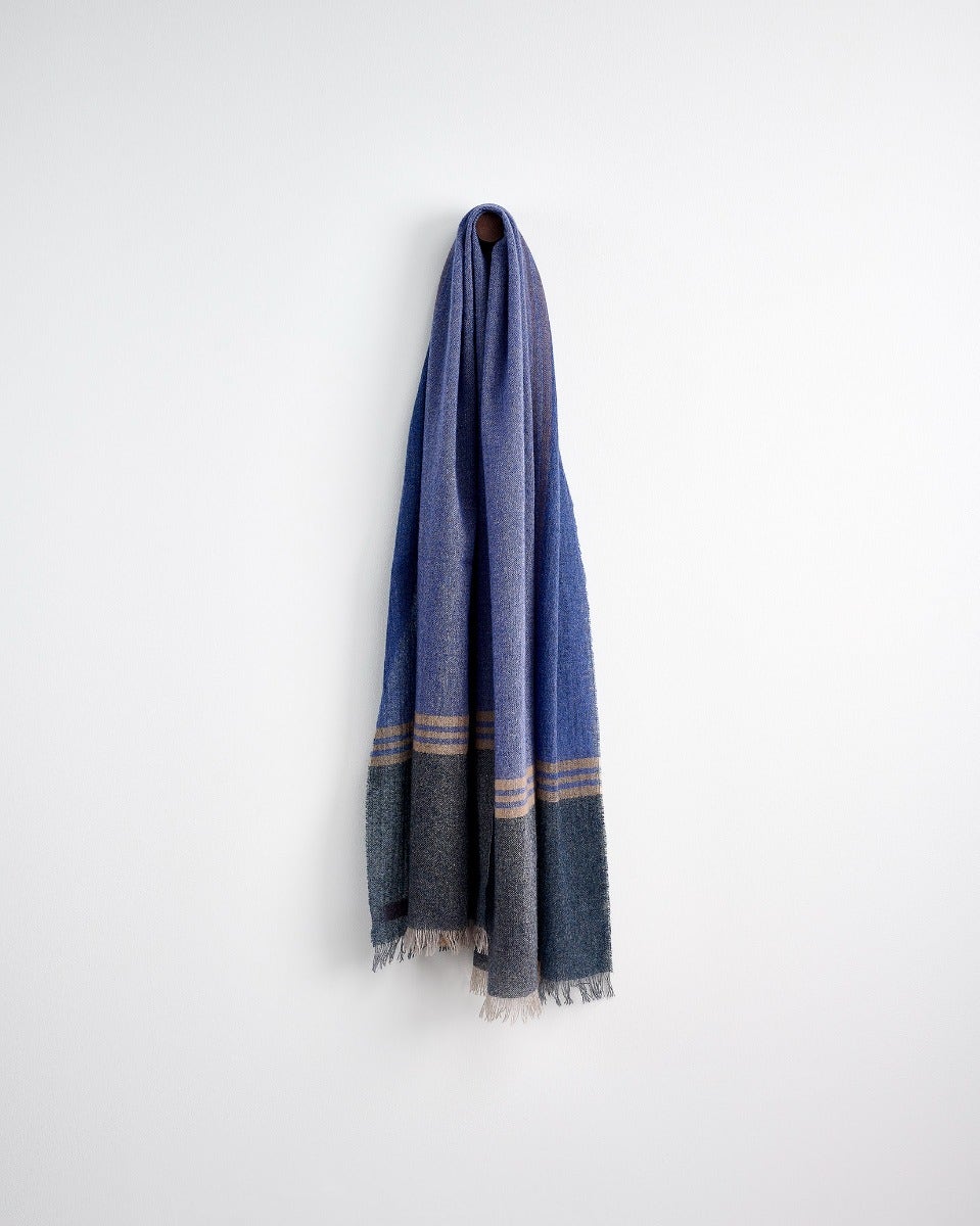 Lagoon & Navy 100% Cashmere Stole