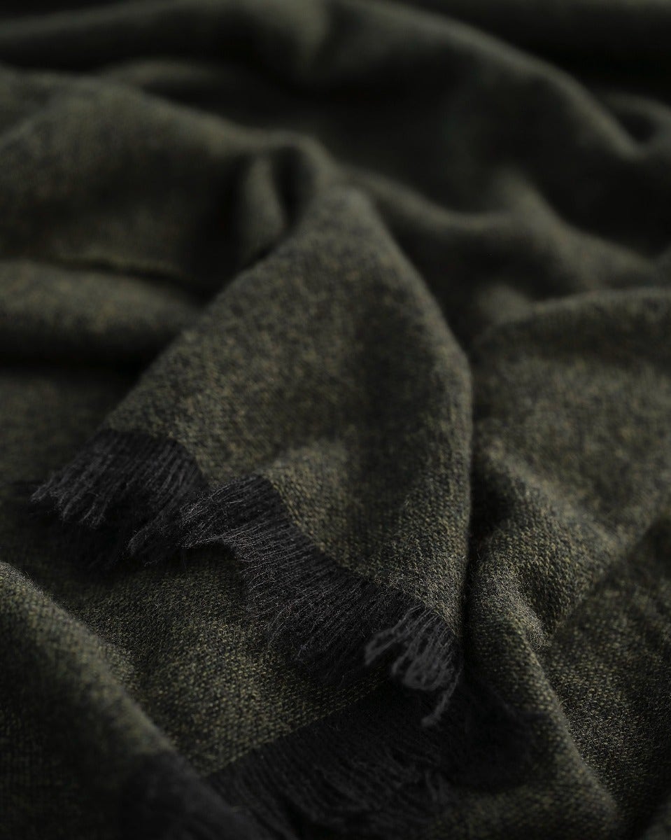 Green Black 100% Cashmere Scarf