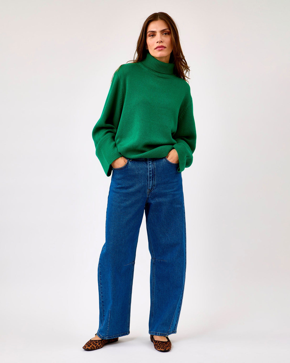 Green Alpha Turtle Neck Knit Jumper