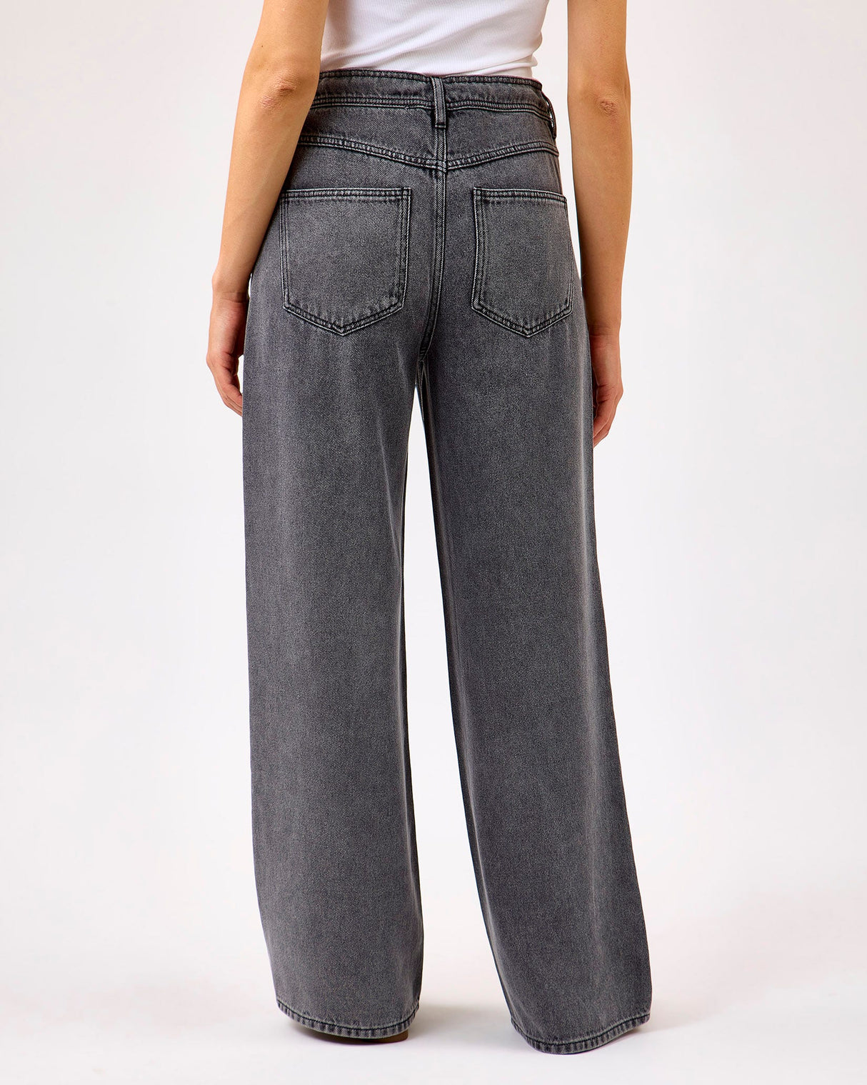 Grey Irvin Wide Leg Denim Jeans