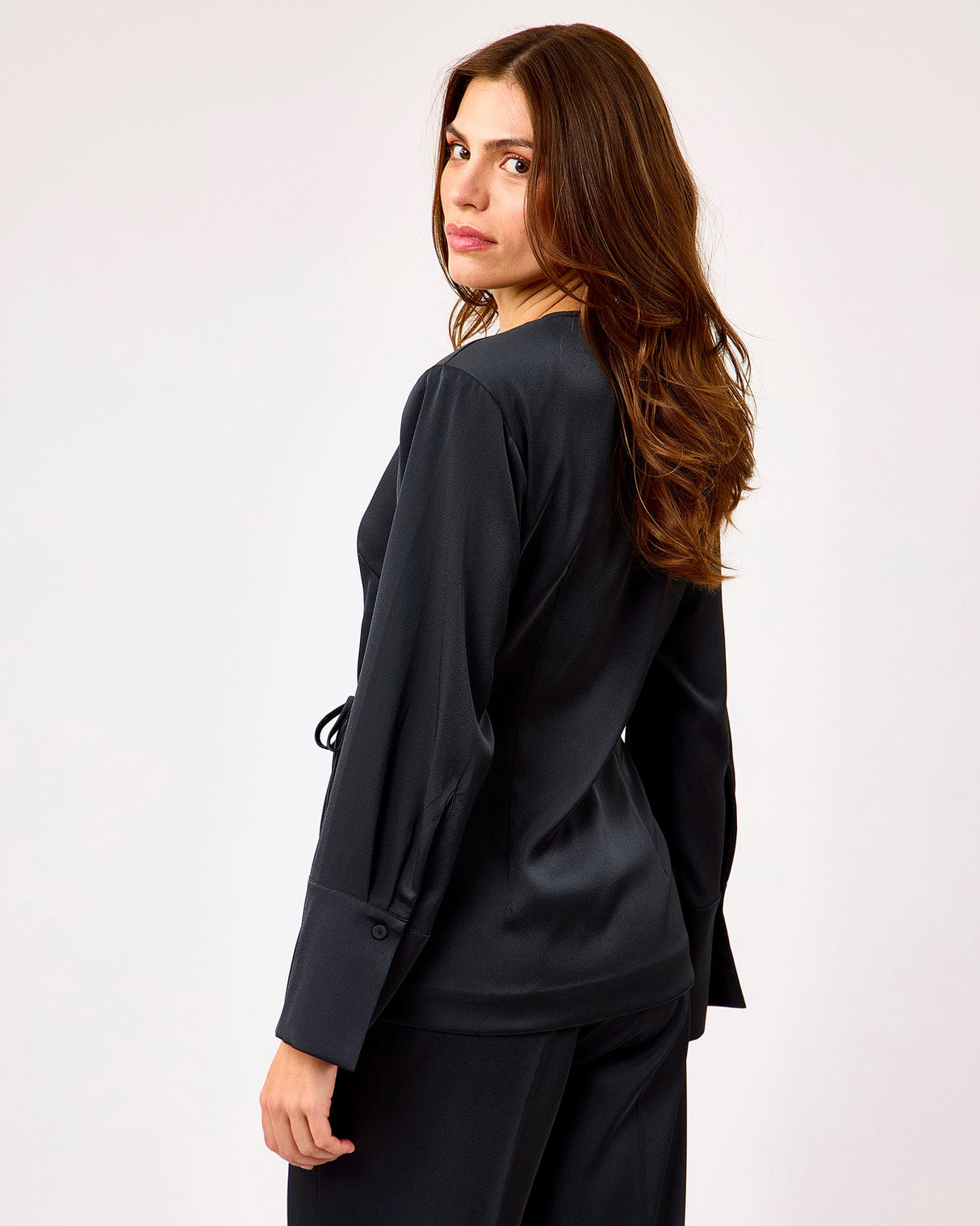 Grey Glari Long Sleeve Wrap Top