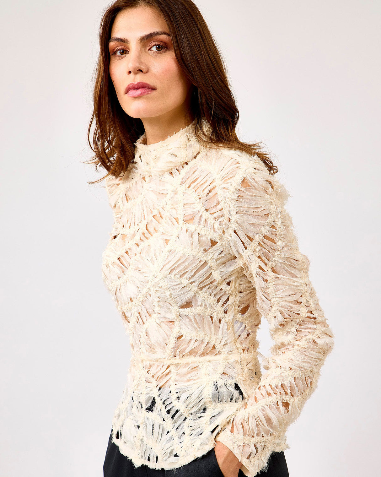 Cream-Sibelle-Textured-Long-Sleeve-Blouse