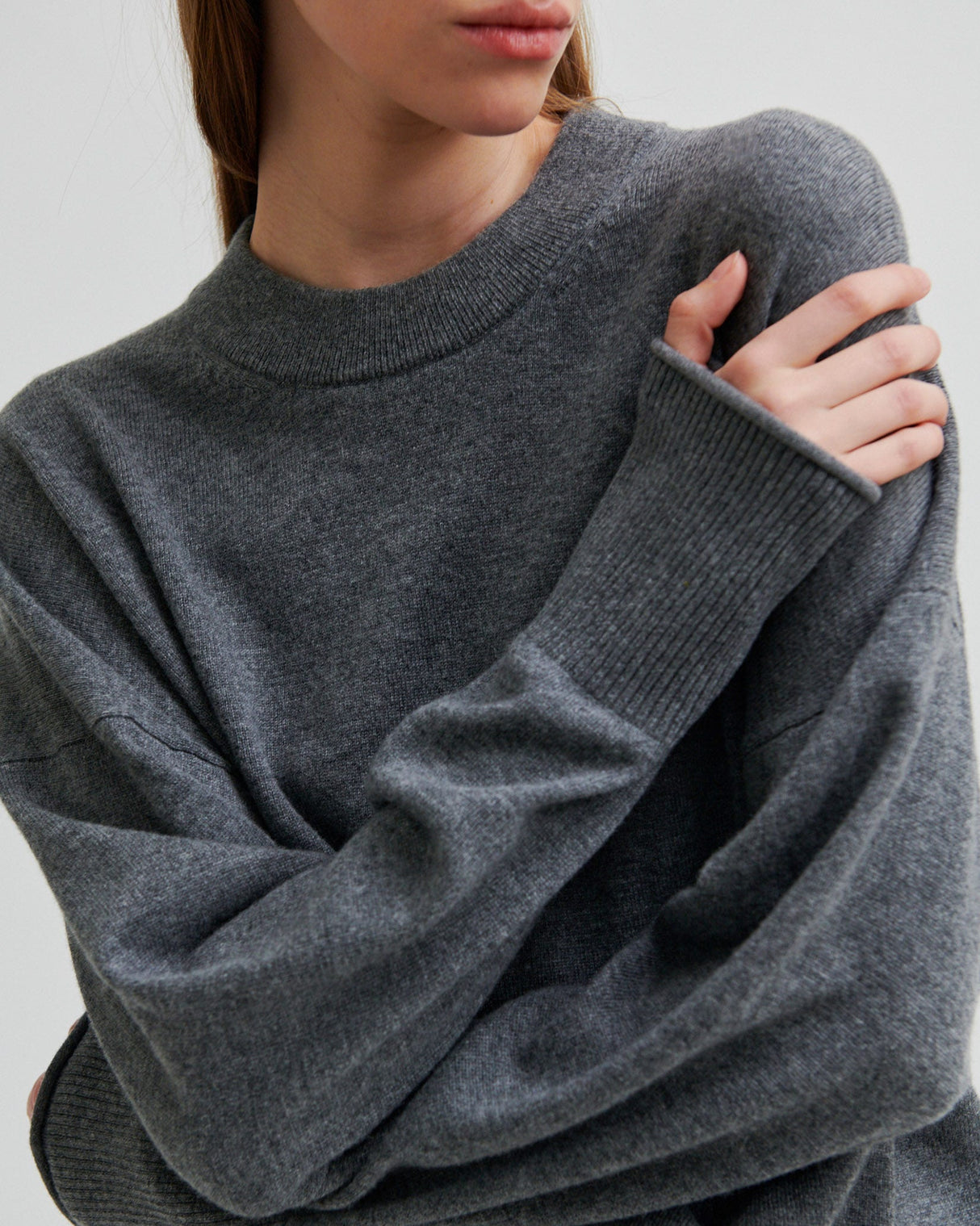 Grey Calm O Neck Knit Jumper