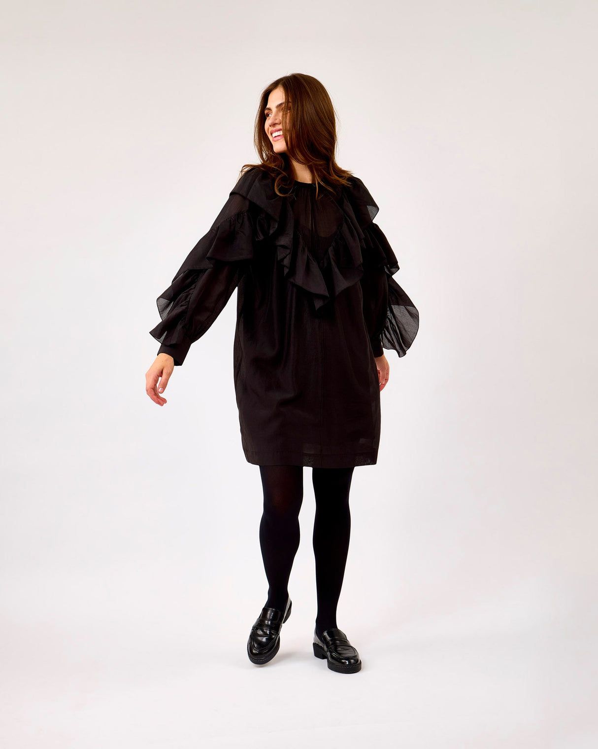 Black-Dream-Diagonal-Ruffle-Dress