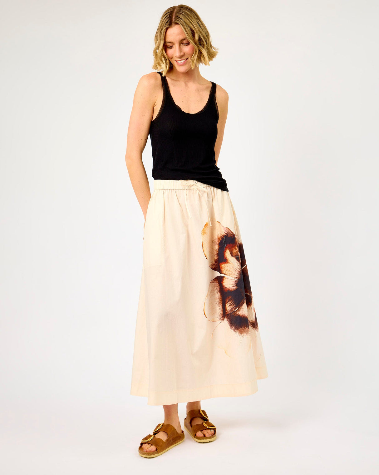 Black Emilia Mesh Trim Ribbed Tank Top