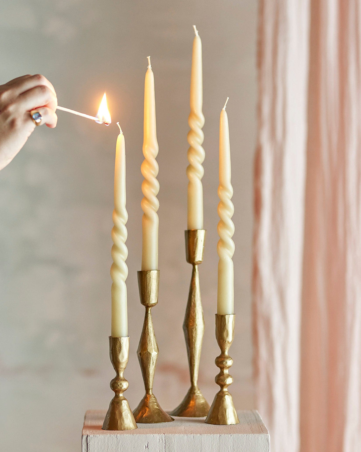 Nature Hand Twisted Taper Candles - Set of 4