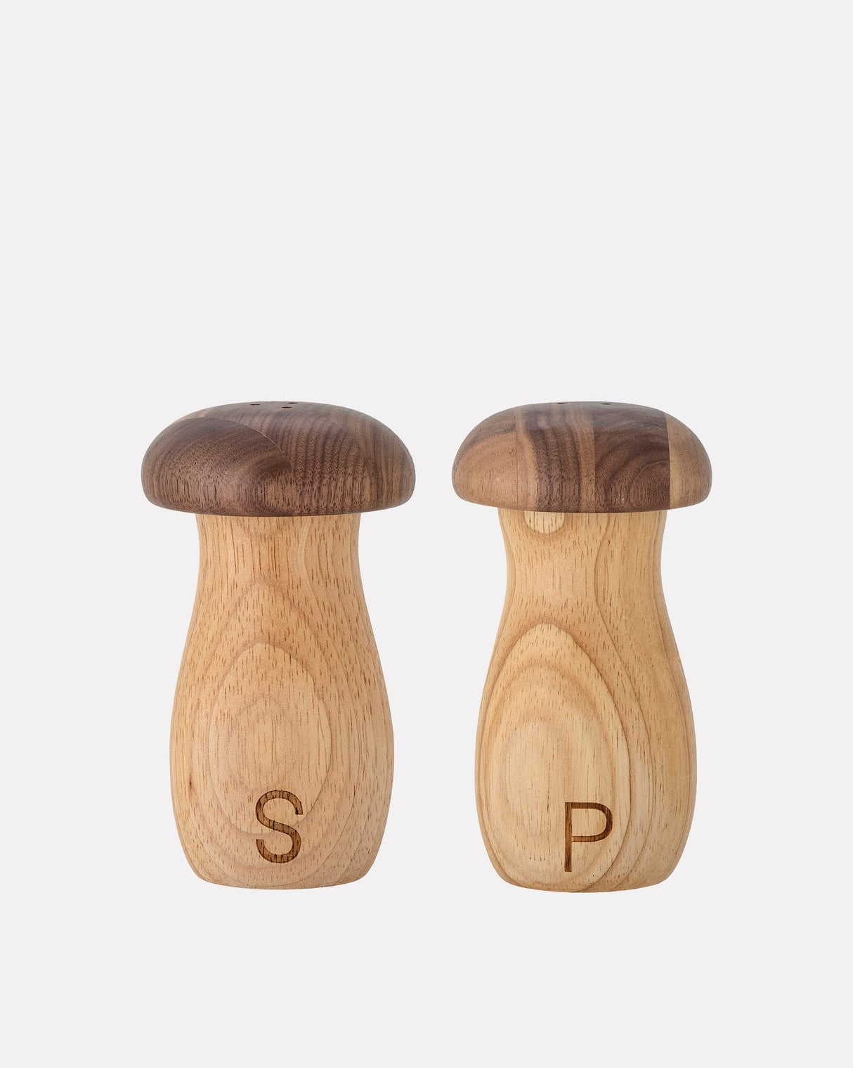 Rubberwood-Walnut-Mushroom-Salt-Pepper-Shaker-Set