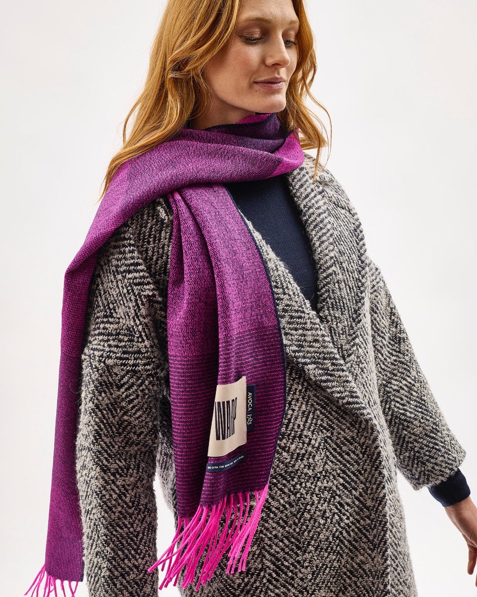 Neon Pink Nine Weaves Of Wicklow Wide Merino Scarf