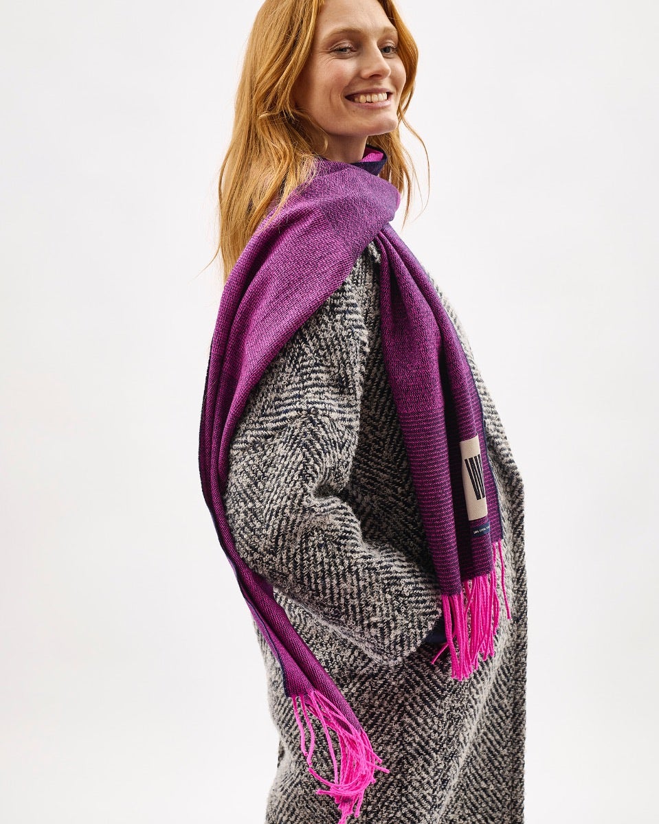 Neon Pink Nine Weaves Of Wicklow Wide Merino Scarf