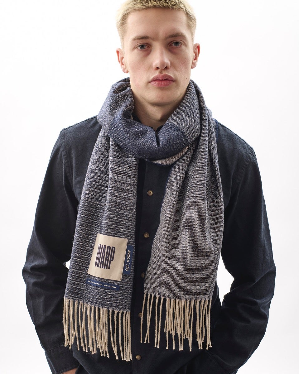Navy Nine Weaves Of Wicklow Wide Merino Scarf