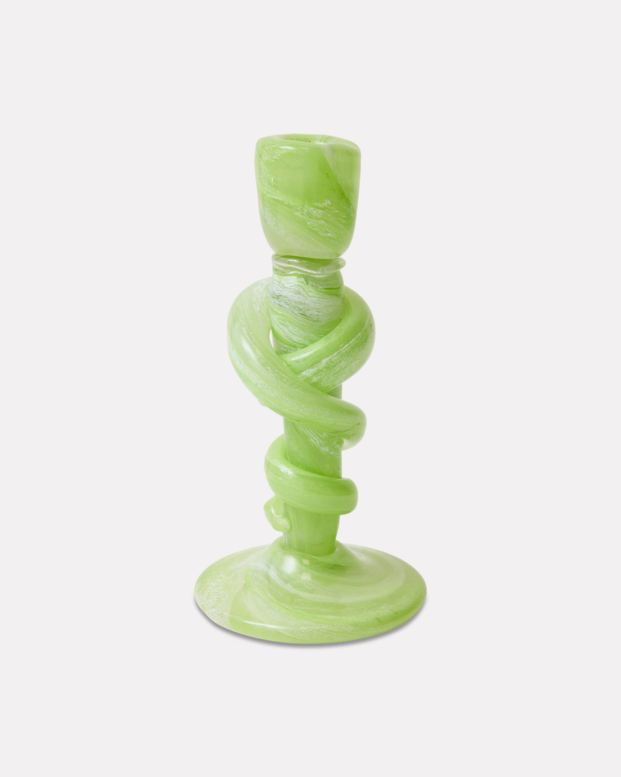 Green Glass Knotted Candle Holder