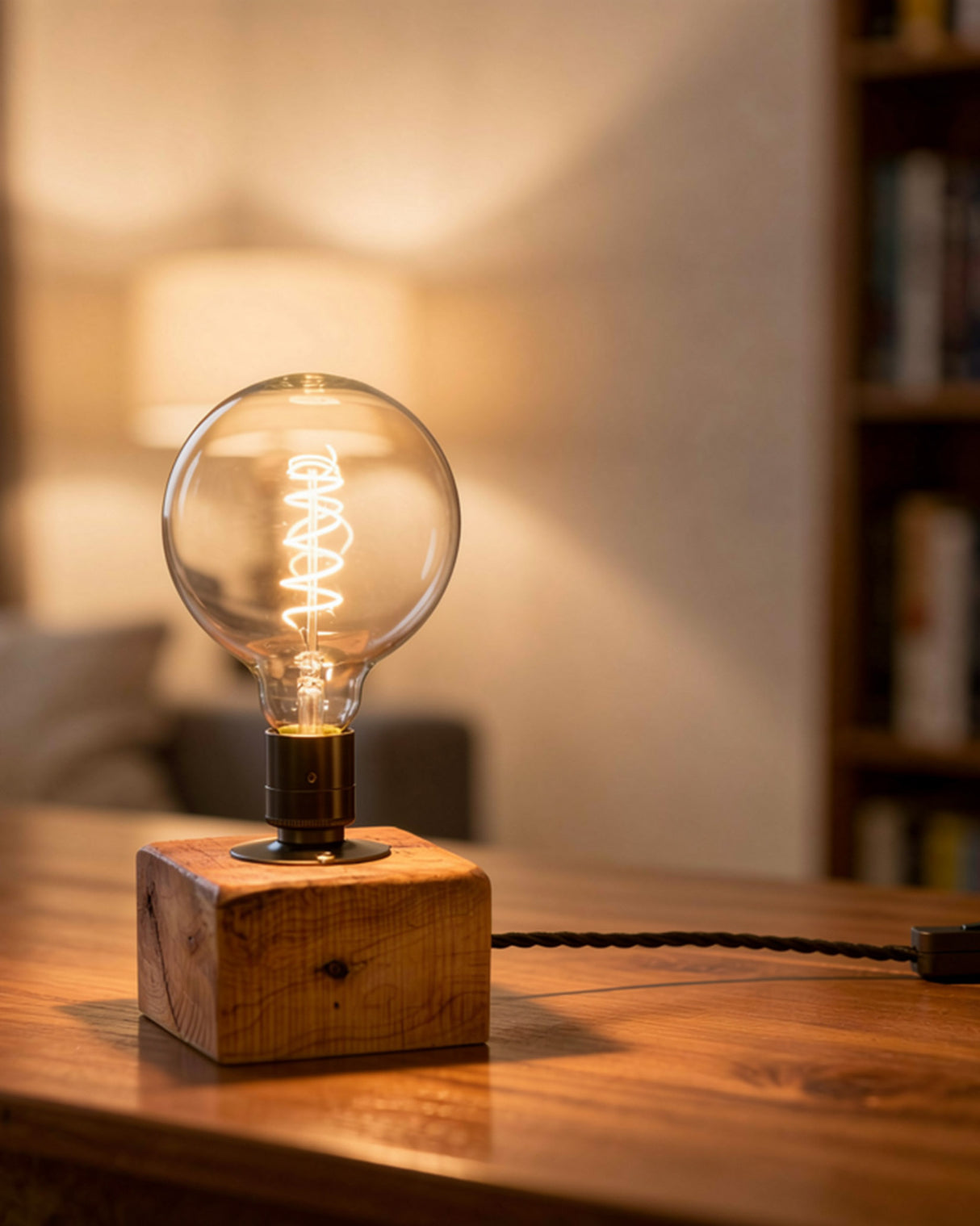 Ancient Irish Yew Wood Dromod Table Lamp