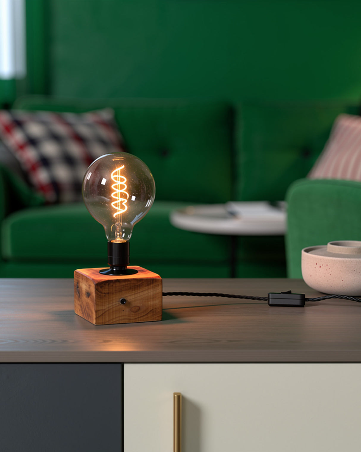 Ancient Irish Yew Wood Dromod Table Lamp