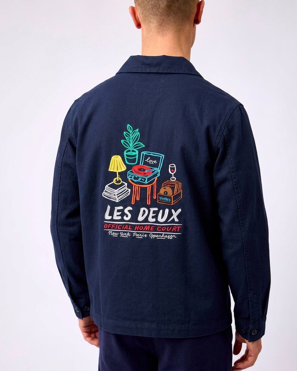 Dark Navy Artist Herringbone Overshirt