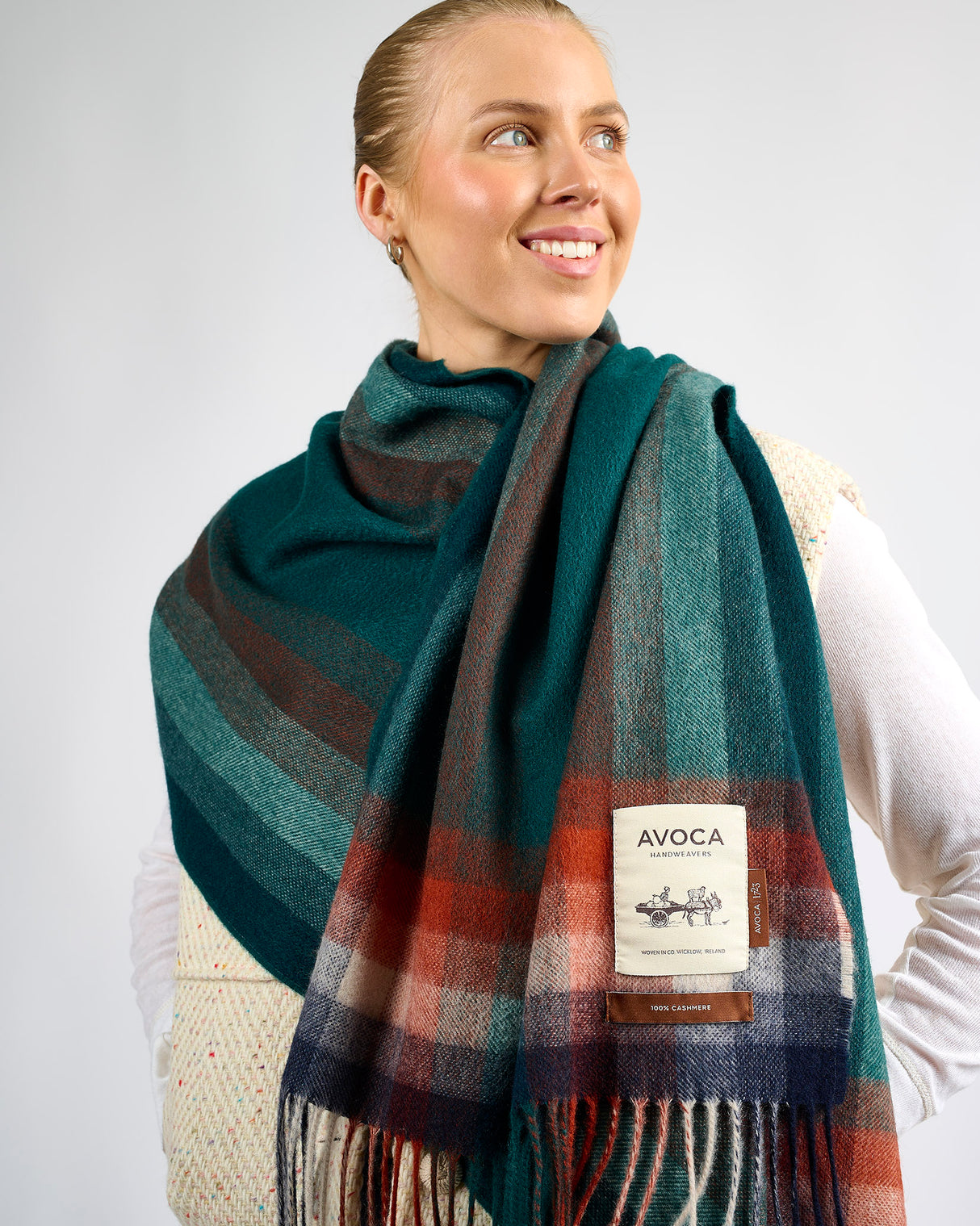 Racing Car Green Gradient 100% Cashmere Scarf